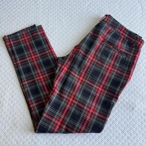 Simons Men's Size 32 Red Green Plaid Ankle Length Pants Trousers Italy Punk rock